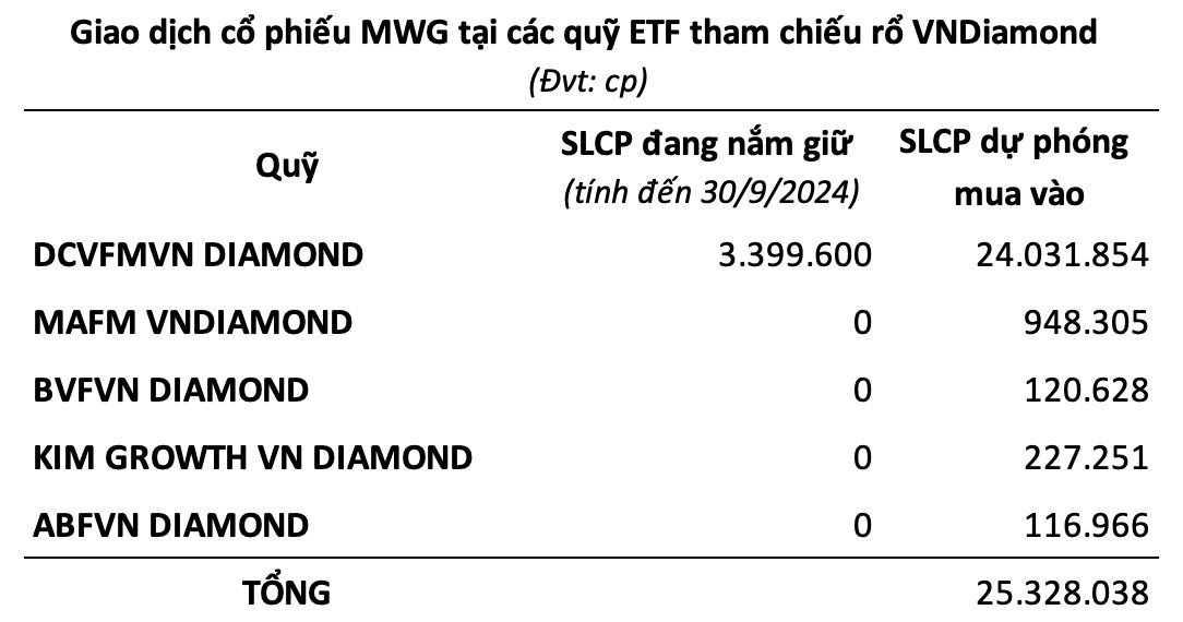 MWG trở lại, loạt Diamond ETF tổng quy mô 14.000 tỷ đồng sẽ mua bán ra sao trong kỳ review tháng 10?- Ảnh 2.