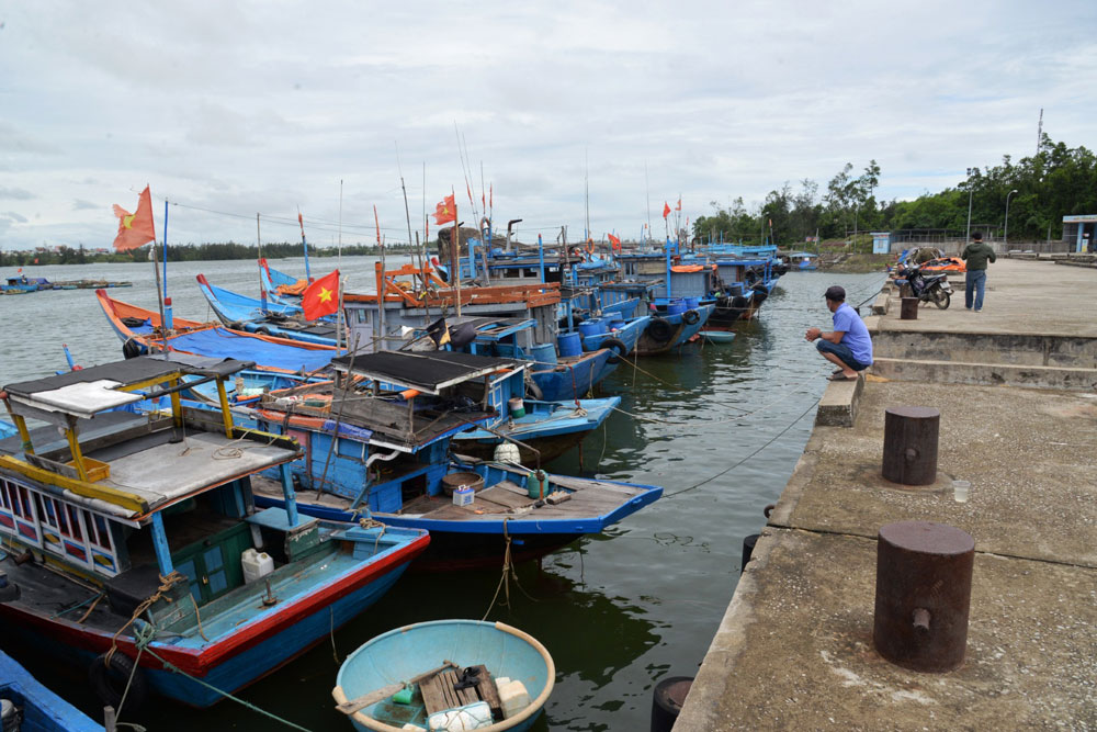 Cảng cá sông Trà Bồng được đầu tư 185 tỉ đồng nhưng chỉ có tàu nhỏ, thuyền thúng ngư dân địa phương neo đậu. Ảnh: TỬ TRỰC