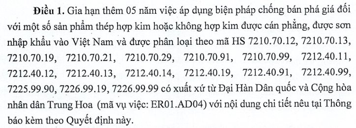 Bộ Công Thương gia hạn thêm 5 năm việc áp thuế chống bán phá giá tôn mạ màu nhập khẩu từ Trung Quốc, Hàn Quốc- Ảnh 1.