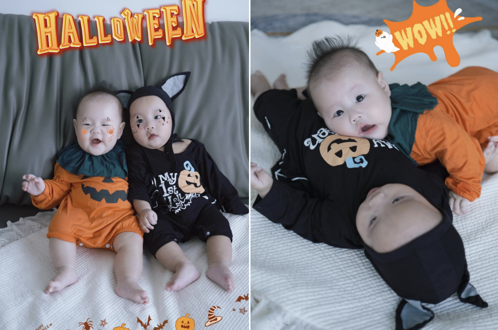 Cặp rich kid nhà shark Bình - Phương Oanh hoá bí ngô và người dơi "quậy" Halloween: 10 điểm đáng yêu!- Ảnh 1.