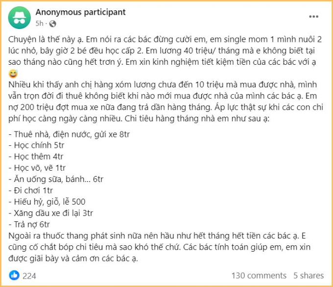 Bất lực trong việc tiết kiệm tiền dù thu nhập 40 triệu/tháng- Ảnh 1.