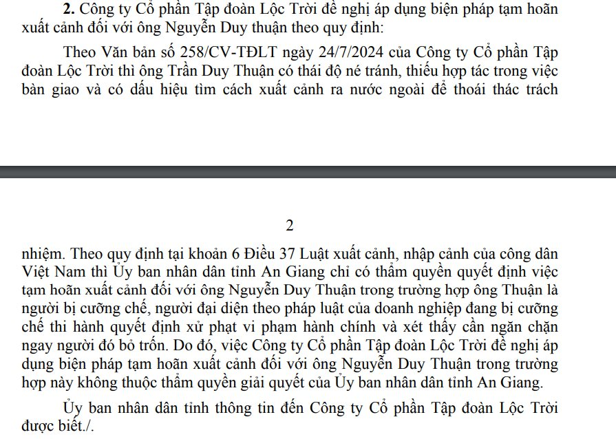 Lộc Trời đề nghị có biện pháp ngăn chặn với cựu CEO Nguyễn Duy Thuận vì "hành vi gian dối, gây thất thoát tài sản công ty"- Ảnh 2.