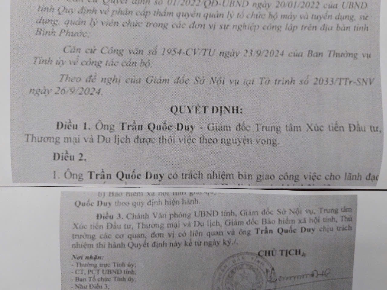 Giám đốc Trung tâm Xúc tiến đầu tư, thương mại và du lịch tỉnh Bình Phước được cho thôi việc- Ảnh 1.