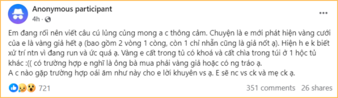 Cất vàng cưới trong tủ, vài năm sau mở ra phát hiện toàn bộ đều là vàng giả: Sớm biết 3 điều này thì mọi chuyện đã khác!- Ảnh 1.