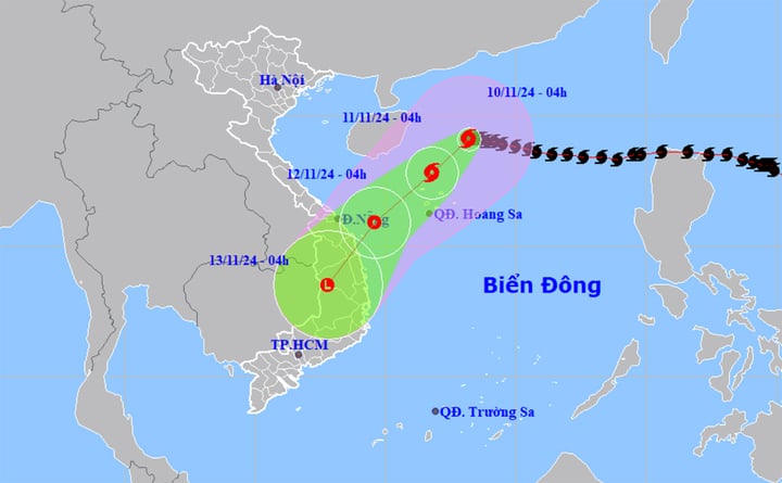 Bão số 7 mạnh cấp 14, hướng về vùng biển Quảng Trị đến Quảng Ngãi- Ảnh 1.