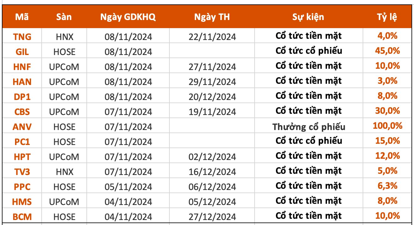 Lịch chốt quyền cổ tức tuần 4-8/11: Cổ tức tiền mặt cao nhất 30%, một "ông lớn" sắp chi hơn 1.000 tỷ đồng trả cổ tức- Ảnh 1.