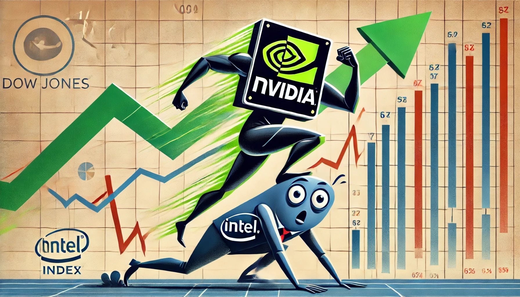 Nvidia sắp thế chân Intel trong Dow Jones