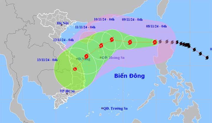 Bão Yinxing giật cấp 17 đi vào Biển Đông, liên tục đổi hướng di chuyển- Ảnh 1.