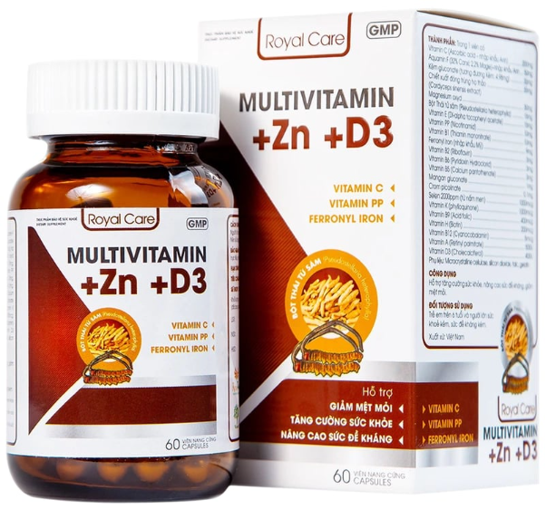 Cải thiện sức khỏe, giảm ốm vặt bằng TPBVSK Royal Care Multivitamin + Zn + D3- Ảnh 1.