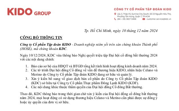 Thương vụ bán kem giữa KIDO và Nutifood: Chờ đợi gì tại ĐHCĐ bất thường 2024 với “vấn đề thương hiệu KIDO, nhãn hiệu Celano và Merino do KIDO sở hữu và quản lý”?- Ảnh 1.