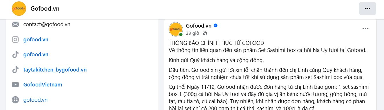 Chuỗi cửa hàng GoFood lên tiếng chuyện cô gái mua 3 lạng sashimi nhận về 2 lạng cá và 1 lạng da- Ảnh 1.