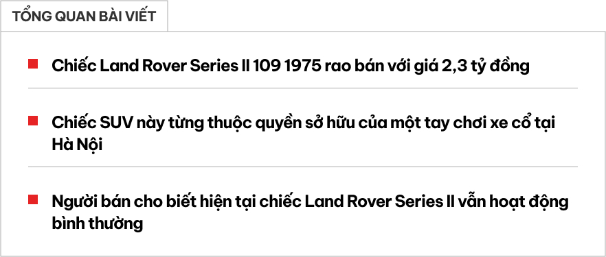 Hàng hiếm Land Rover đời 1975 giá 2,3 tỷ đồng ngang GLC: Không điều hòa, không hệ thống giải trí, kính không kéo được- Ảnh 1.