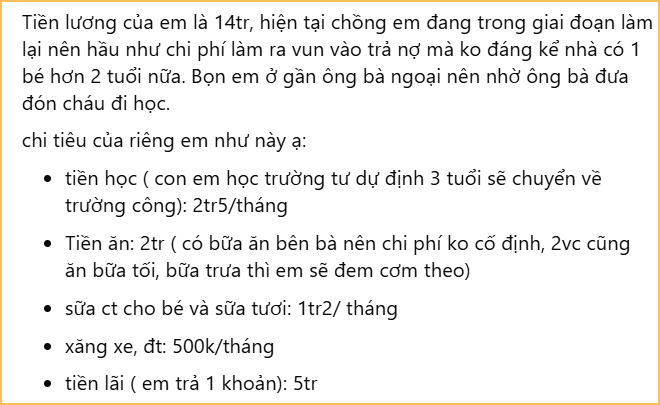 Bảng chi tiêu không 1 khoản thừa nhưng có 1 chi tiết cộng đồng mạng khuyên cô đừng bao giờ làm- Ảnh 1.