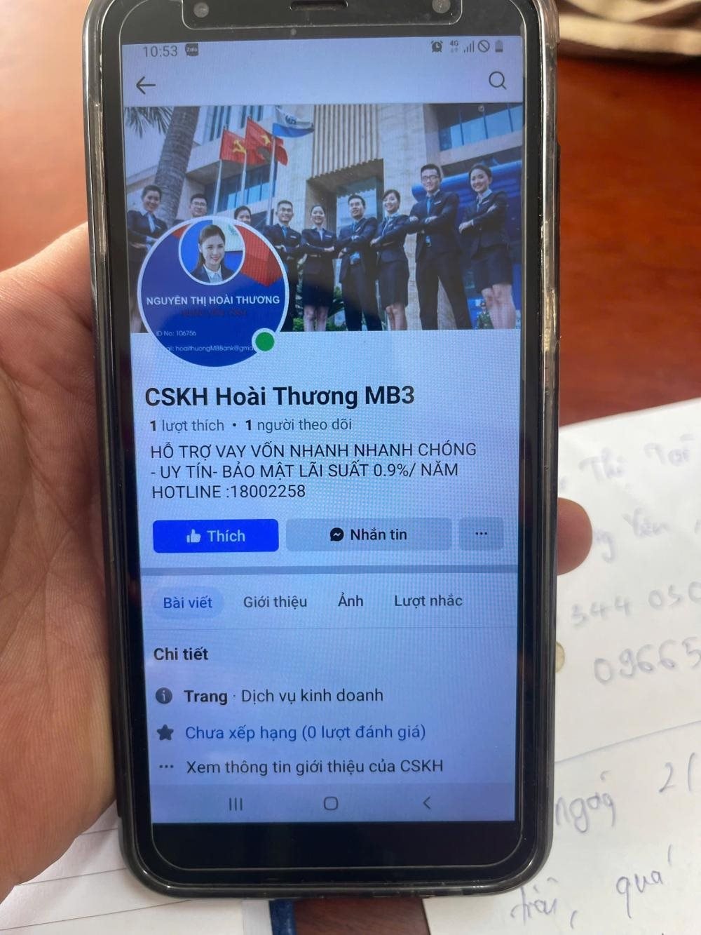 Vay 40 triệu từ Facebook ‘CSKH Hoài Thương MB3’, bỗng bị yêu cầu chuyển 16 triệu để ‘khắc phục lỗi mạng’, người phụ nữ hoảng sợ trình báo Công an- Ảnh 2.