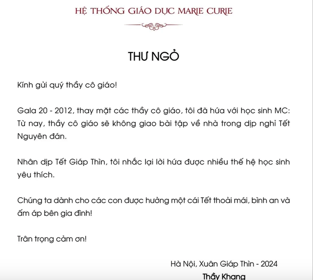 Thư &quot;quán triệt không giao bài tập Tết&quot; cho học sinh nhận &quot;bão&quot; like, Hiệu trưởng nói gì?- Ảnh 1.