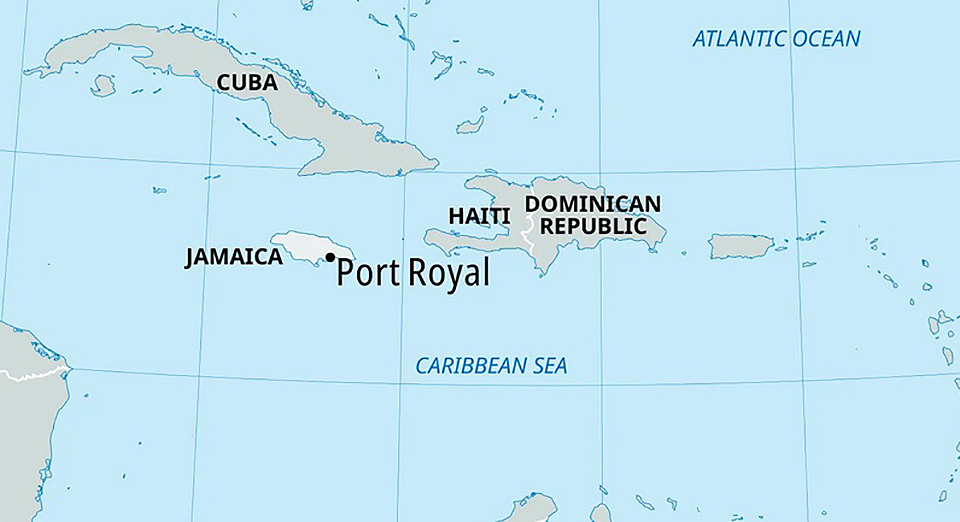 Port Royal nằm ở Đông Nam Jamaica