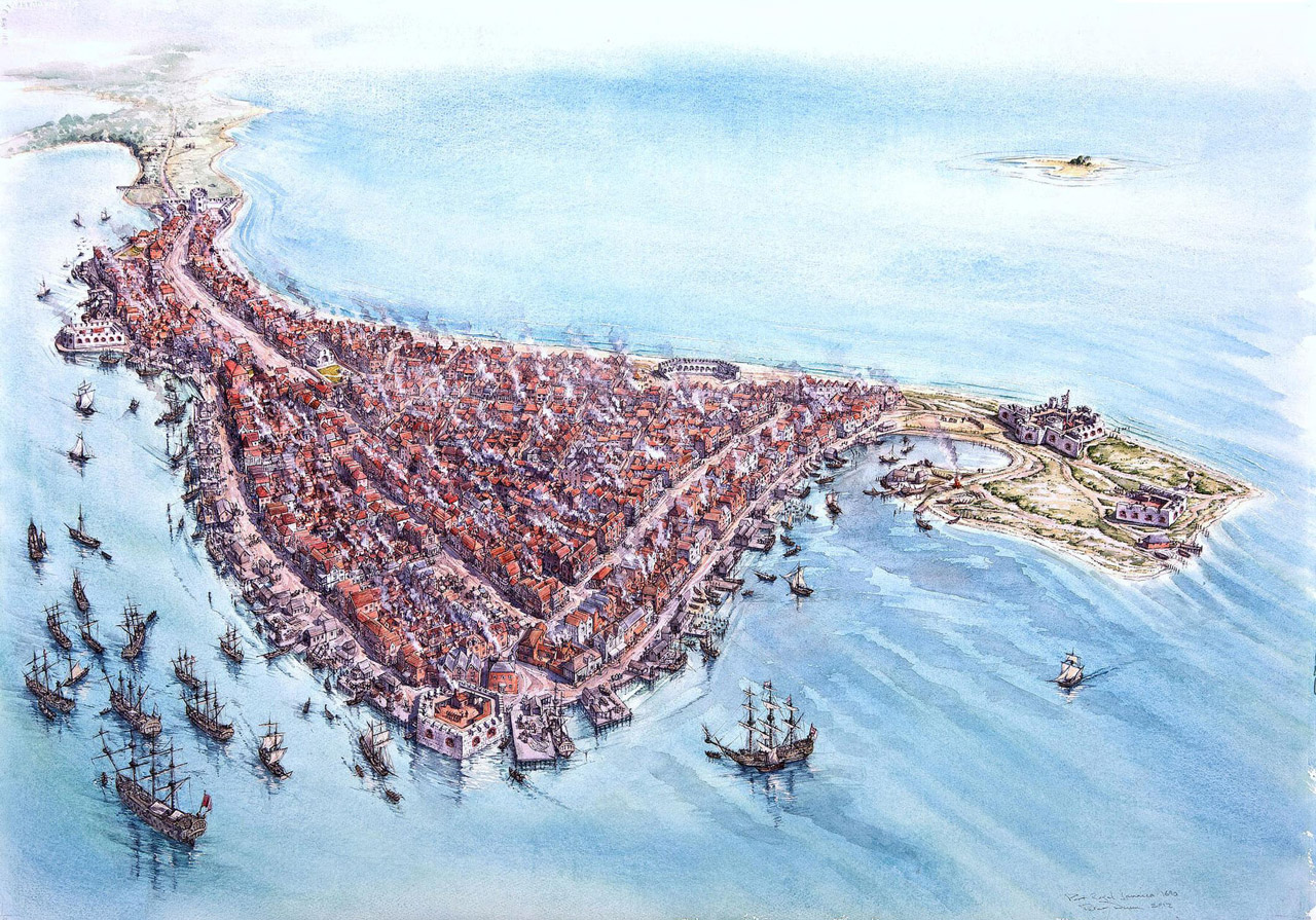 Thành phố Port Royal vào khoảng năm 1690. Ảnh: Peter Dunn
