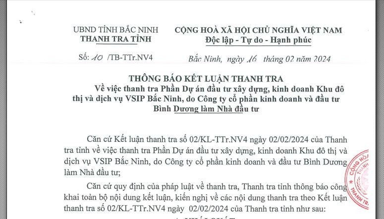 Thanh tra chỉ rõ nhiều sai phạm của VSIP trong chuyển nhượng dự án tại Bắc Ninh- Ảnh 3.