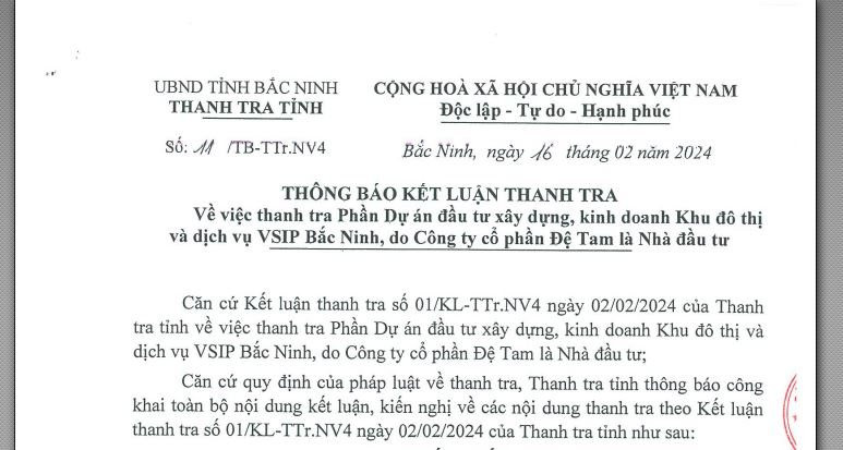 Thanh tra chỉ rõ nhiều sai phạm của VSIP trong chuyển nhượng dự án tại Bắc Ninh- Ảnh 2.