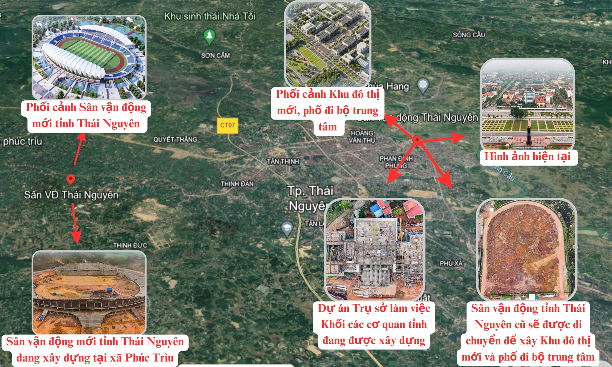 Khu vực sẽ là trung tâm mới của Thái Nguyên: Di dời sân vận động lớn nhất miền núi phía Bắc để xây trụ sở hành chính, phố đi bộ- Ảnh 2.