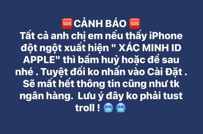 Bảng thông báo này của iPhone khiến người Việt hoang mang: 