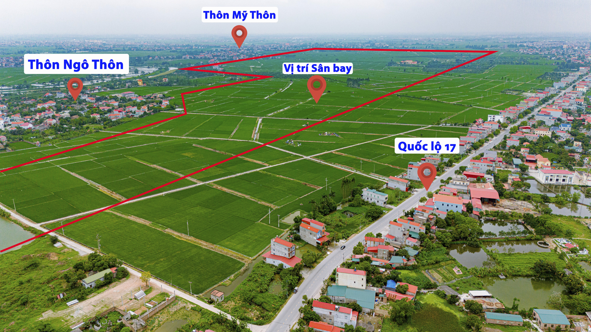 Toàn cảnh khu vực được quy hoạch làm sân bay đầu tiên của tỉnh Bắc Ninh, nằm giữa 4 thành phố, cách Hồ Gươm chỉ 40 km- Ảnh 2.