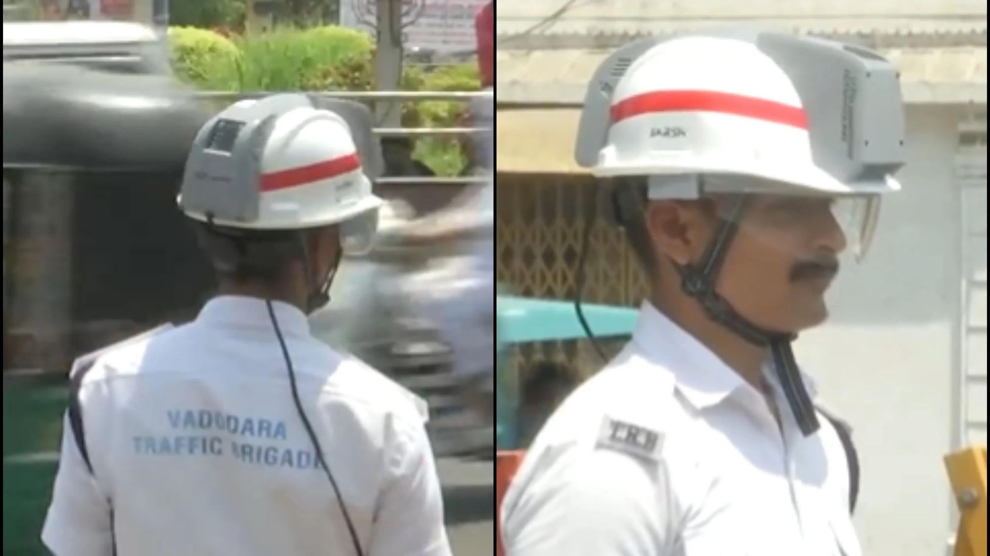 Cảnh sát Ấn Độ dùng mũ điều hòa nhiệt độ chống nắng nóng- Ảnh 1.