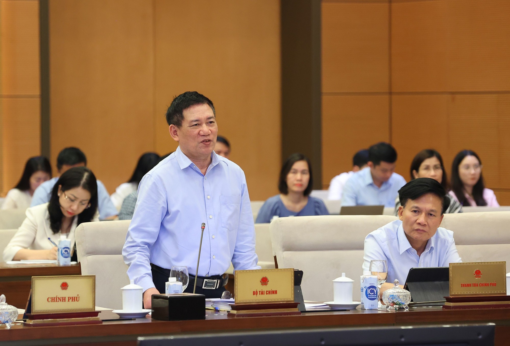 Bộ trưởng Bộ Tài chính Hồ Đức Phớc trình bày dự án Luật Thuế giá trị gia tăng (sửa đổi)Ảnh: TTXVN