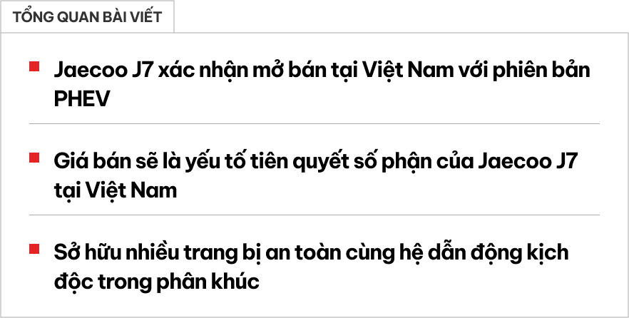 Chi tiết Jaecoo J7 PHEV bán ở Việt Nam ngay năm nay: Chạy khoảng 100km không cần xăng, nhiều option đấu Honda CR-V- Ảnh 1.