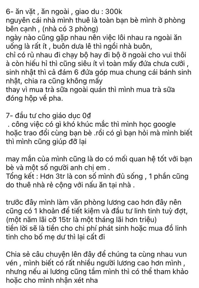 Xôn xao bài đăng tiết kiệm 2-3 triệu/ tháng dù lương 6 triệu: Mỹ phẩm quần áo 150k, tiền ăn còn bất ngờ hơn nữa- Ảnh 3.