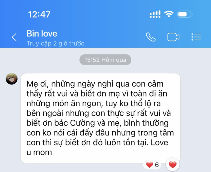 Thanh Vân Hugo chia sẻ tin nhắn con trai gửi, vô tình Thanh Vân Hugo chia sẻ tin nhắn con trai gửi, vô tình