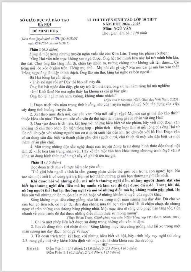 Hà Nội: Bất ngờ công bố cấu trúc, định dạng đề thi tuyển lớp 10 THPT- Ảnh 2.