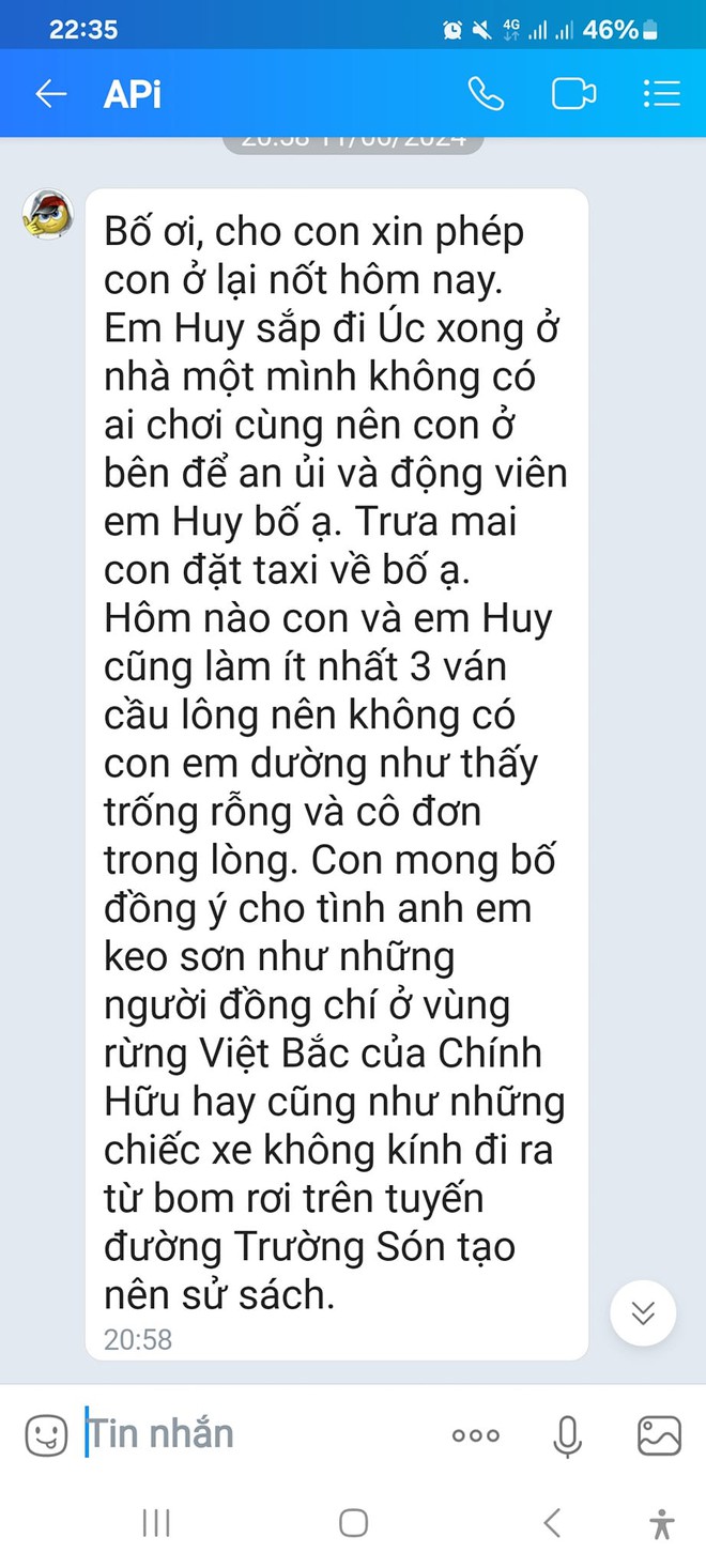 Tin nhắn xin phép đi chơi của con trai Xuân Bắc khiến dân tình cười ngặt nghẽo: Đúng con nhà nòi!- Ảnh 1.