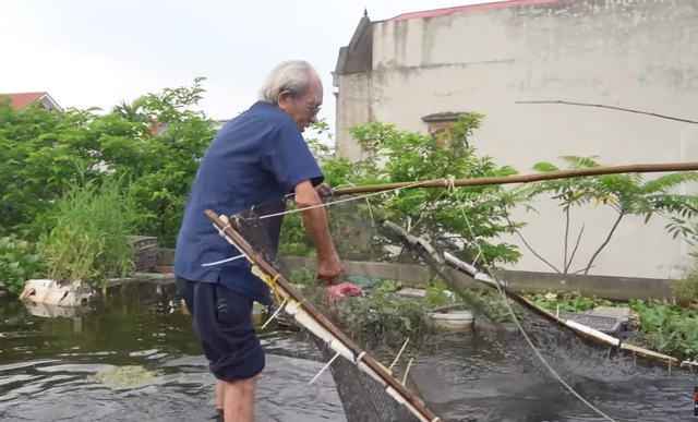 Ao cá trên nóc nhà của cụ ông 89 tuổi ở Hải Dương: Có khách cũng không phải đi chợ, lên ao là có ăn