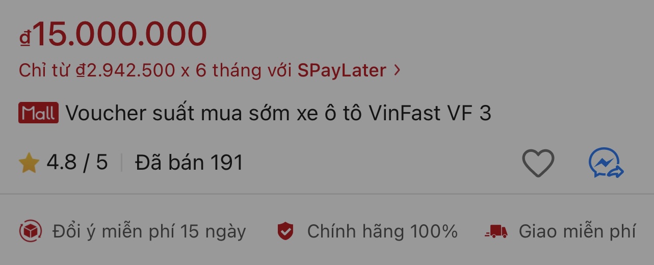 Sau 1 tháng mở bán trên Shopee, VinFast VF 3 bán được bao nhiêu chiếc?- Ảnh 1.