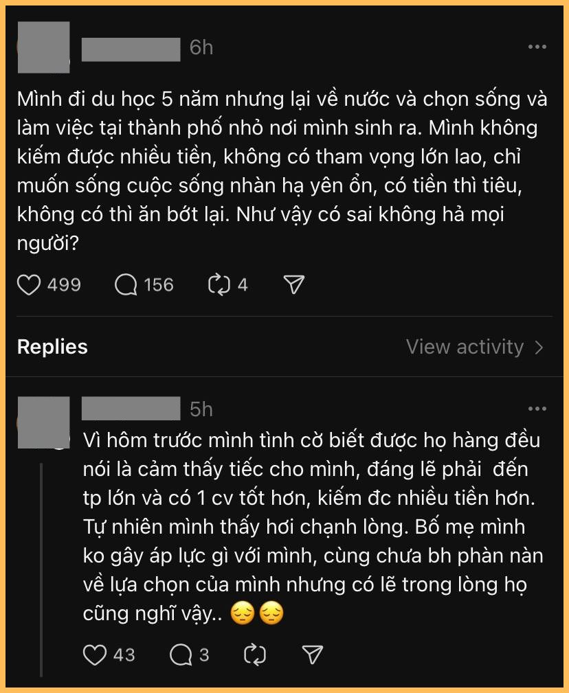 Thắc mắc thổi bùng tranh cãi: “Đi du học xong về nước làm việc, lương không cao vẫn hài lòng thì có sai không?”- Ảnh 1.