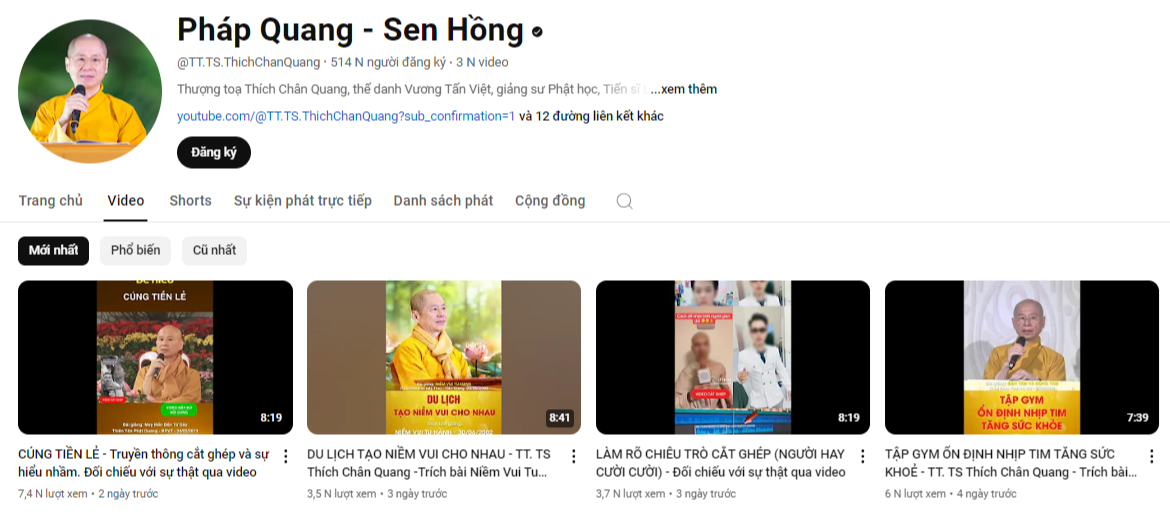 Sau khi bị cấm thuyết giảng, ông Thích Chân Quang gỡ các video, sẽ tạm đóng kênh Youtube- Ảnh 1.