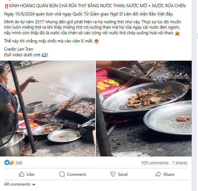 Quán bún chả bị tố rửa thịt nướng bằng nước than bán cho khách ở Hà Nội: Chủ quán nói gì?- Ảnh 1.