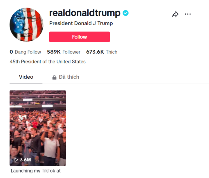 Cựu Tổng thống Mỹ Trump vừa mở tài khoản TikTok, hút gần 600.000 lượt theo dõi- Ảnh 1.