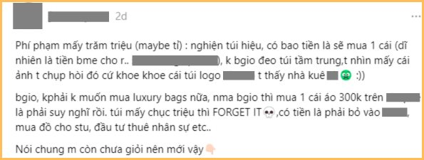 Thời đi học hồn nhiên “đốt” tiền tỷ của bố mẹ vào túi hiệu, đi làm rồi mua cái áo 300k cũng phải nghĩ- Ảnh 1.