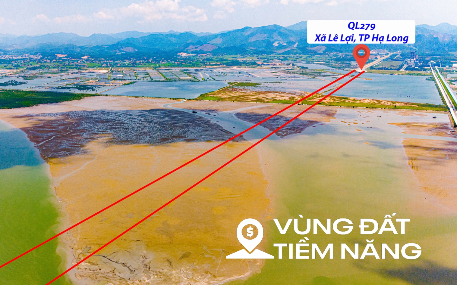 Toàn cảnh khu vực sẽ xây cầu dài hơn 3,5 km, nằm giữa 3 cây cầu trị giá 6.000 tỷ, nối liền Vịnh Sydney bên bờ Vịnh Hạ Long tương lai của Việt Nam