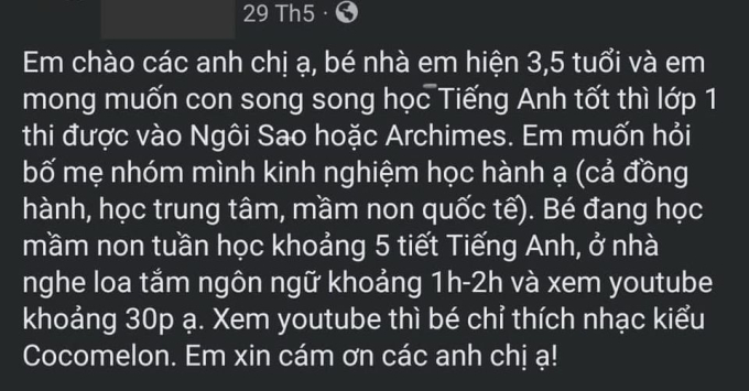 Lên mạng xin kinh nghiệm học tập cho con mới... 3,5 tuổi, bà mẹ Hà Nội khiến nhiều người đọc xong chỉ biết thốt lên: 