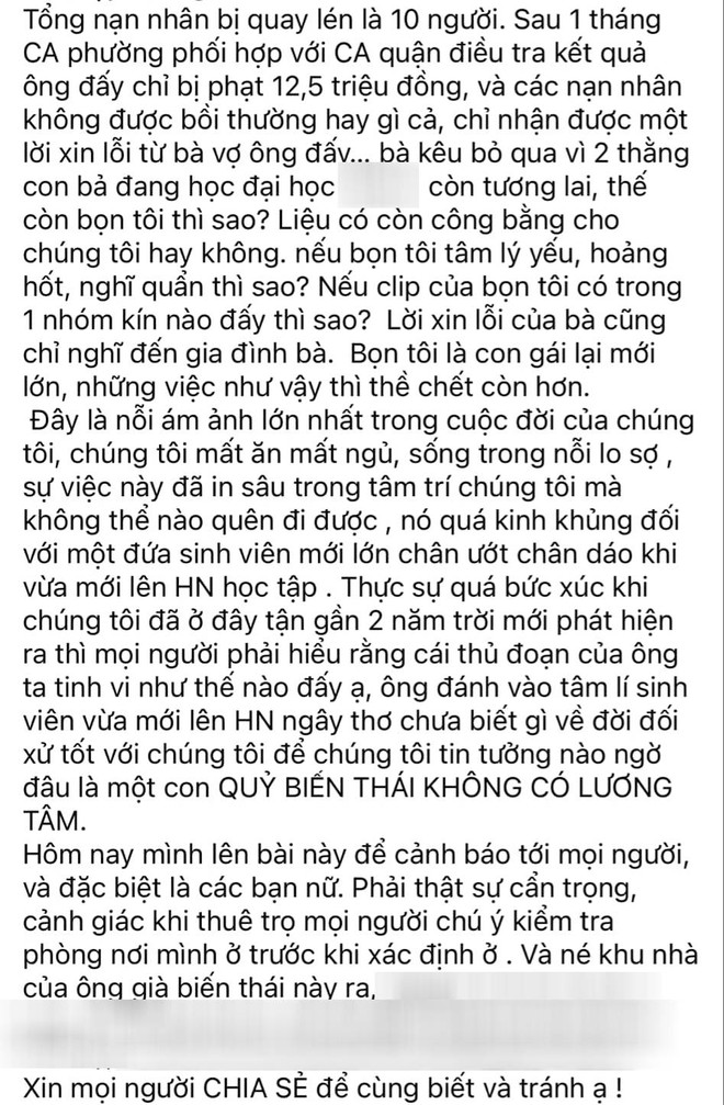 Sốc: Thêm vụ chủ trọ tại Hà Nội lắp camera quay lén trong phòng tắm nữ sinh suốt 2 năm, thản nhiên thừa nhận 