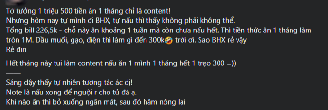 Cô gái chia sẻ cách để chỉ mất 1 triệu tiền ăn cho cả tháng khiến dân tình 