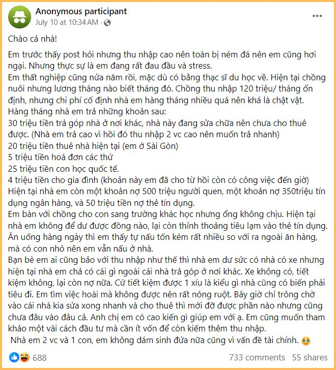 Bảng chi tiêu khiến CĐM “dậy sóng”: Đi du học lấy bằng Thạc sĩ xong ở nhà chồng nuôi, mỗi tháng cầm 120 triệu chi tiêu vẫn thấy thiếu- Ảnh 1.