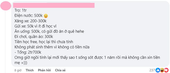 Tranh cãi kịch liệt: Sinh viên lên thành phố học cần hơn 13,5 triệu đồng/tháng cho chi phí sinh hoạt, dân mạng nhận xét 