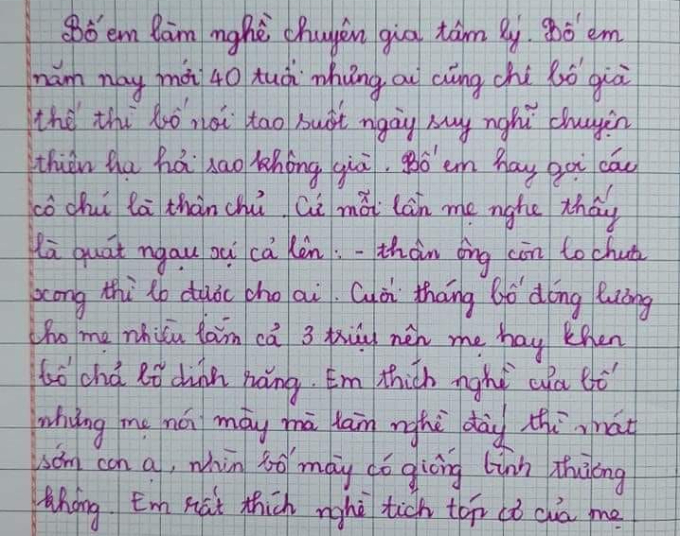 Học sinh viết văn tả bố làm chuyên gia tâm lý, đọc mà cười đau bụng- Ảnh 1.