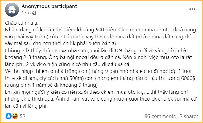 Có 500 triệu tiết kiệm, lương hơn 150 triệu/tháng vẫn băn khoăn: Nên mua ô tô hay để dành tiền mua đất?- Ảnh 1.