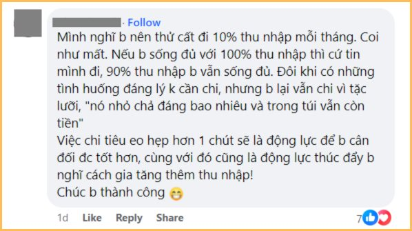 23 tuổi lương 8 triệu, không mất tiền thuê nhà vẫn chẳng tiết kiệm nổi: Cô gái được CĐM khuyên “còn trẻ đừng quá đặt nặng việc tiết kiệm”- Ảnh 7.