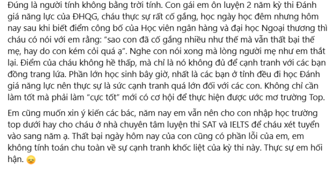 Con dành 2 năm ôn luyện để thi ĐGNL, phụ huynh Hà Nội ngỡ ngàng khi nhận kết quả cuối cùng, giờ chỉ biết trách bản thân- Ảnh 1.